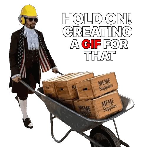 Man Pushing Wheelbarrow Of Meme Supplies Sticker