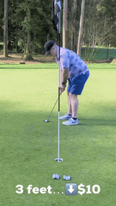 Man Putting Golf Ball On 3-Foot Green GIF