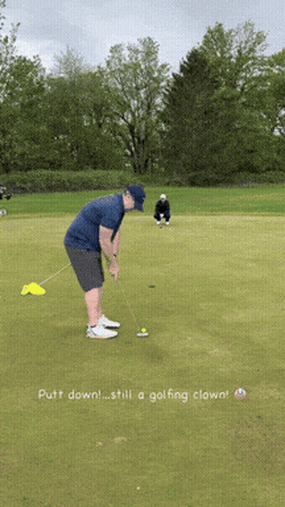 Man Putting Golf Ball With Putt Down Still Golfing Clown GIF
