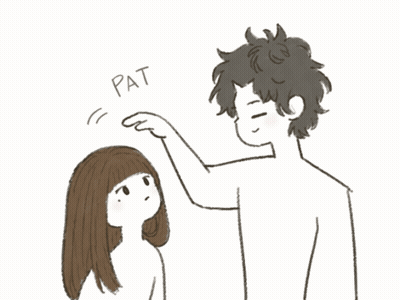 Man Putting Hand On Woman's Forehead Saying Pat GIF