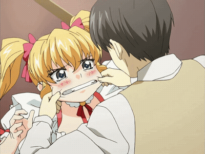 Man Putting Toothbrush In Girl's Mouth GIF