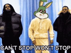 Man Rabbit Head Costume Cant Stop Wont Stop GIF