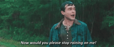 Man Rain Arms Outstretched Saying Please Stop Raining GIF
