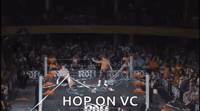 Man Raising Hand Saying Hop On VC GIF