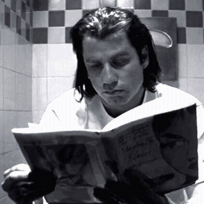 Man Reading Book In Bathroom GIF