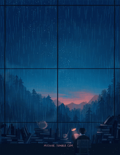 Man Reading Book In Rain By Window Mienar.tumblr.com GIF