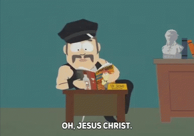 Man Reading Book Saying Oh Jesus Christ GIF