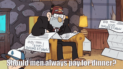 Man Reading Paper Should Men Always Pay For Dinner GIF