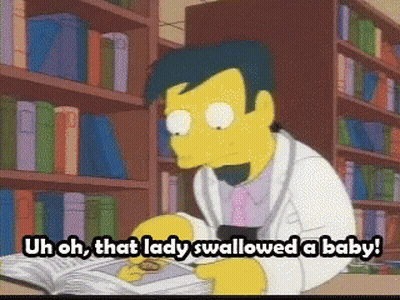 Man Reading Uh Oh That Lady Swallowed A Baby GIF