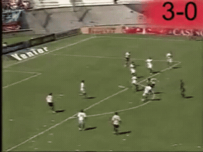 Man Red White Striped Shirt Playing Soccer 3-0 GIF