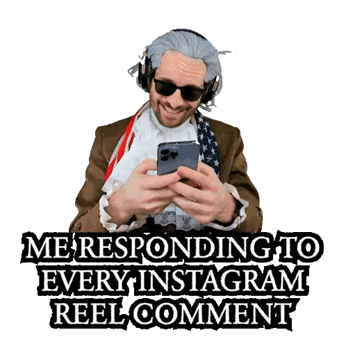 Man Responding To Instagram Comments Sticker