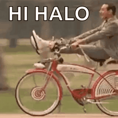 Man Riding Bicycle Feet Up Saying Hi Halo GIF