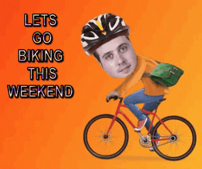 Man Riding Bicycle Lets Go Biking This Weekend GIF