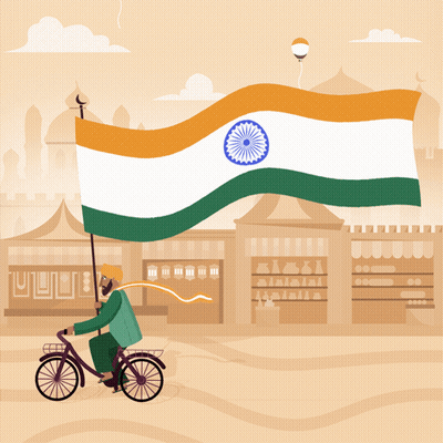 Man Riding Bike Holding Flag GIF