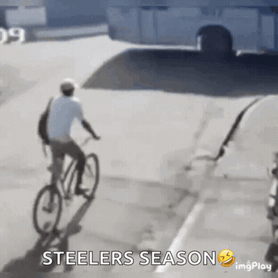 Man Riding Bike Steelers Season GIF