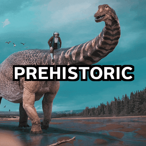 Man Riding Dinosaur Prehistoric GIF