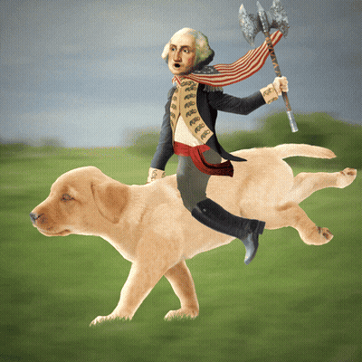 Man Riding Dog With Axe GIF