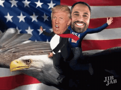 Man Riding Eagle With Donald Trump Face GIF