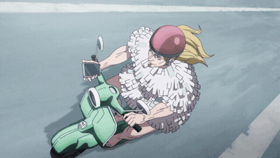 Man Riding Green Scooter With BB GIF