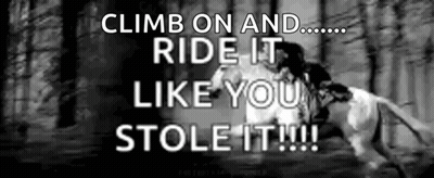 Man Riding Horse Climb And Ride GIF
