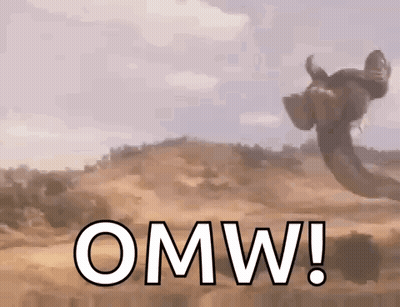 Man Riding Horse In Desert Saying OMW GIF