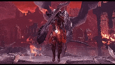 Man Riding Horse In Front Of Dragon In Video Game GIF