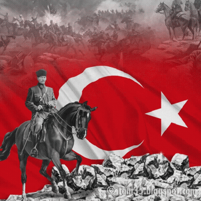 Man Riding Horse In Front Of Flag GIF