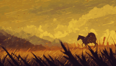 Man Riding Horse In Mountain Field GIF