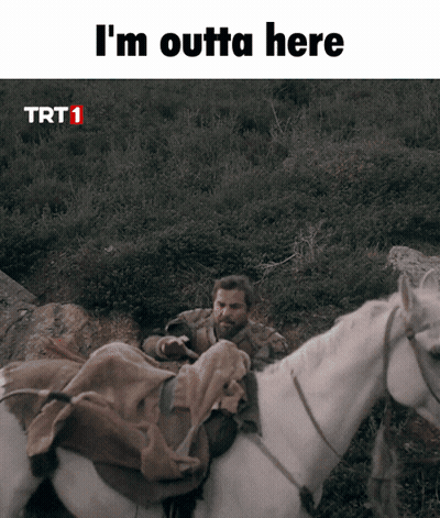 Man Riding Horse Saying Im Outta Here GIF