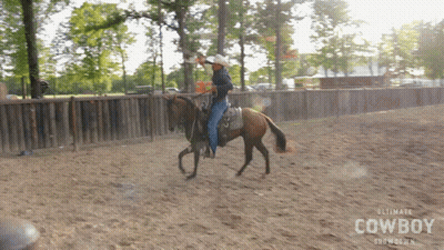 Man Riding Horse Ultimate Cowboy Showdown GIF