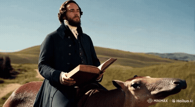 Man Riding Horse With Book GIF
