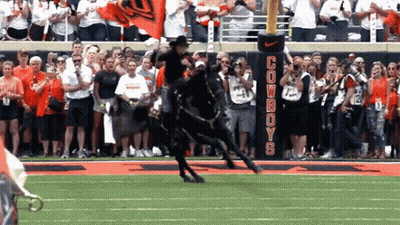 Man Riding Horse With Cowboys Banner GIF
