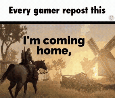 Man Riding Horse With Repost Text GIF