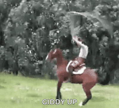 Man Riding Horse With Sword GIF