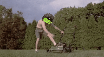 Man Riding Lawn Mower Moe The Lawn GIF