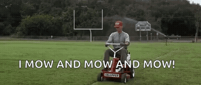 Man Riding Lawn Mower On Football Field GIF