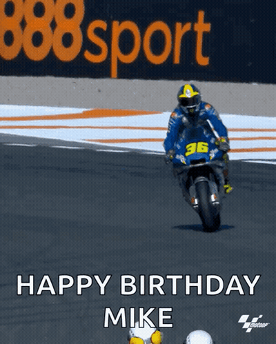 Man Riding Motorcycle Saying Happy Birthday Mike GIF