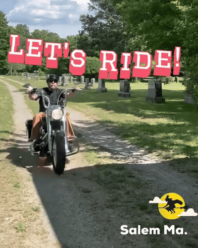 Man Riding Motorcycle Saying Let's Ride GIF