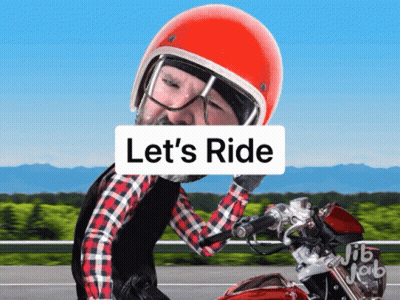 Man Riding Motorcycle With Lets Ride Sign GIF