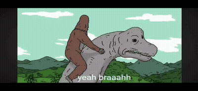 Man Riding On Back Of A Dinosaur GIF