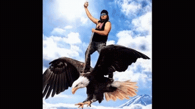 Man Riding On Back Of Eagle In Sky GIF