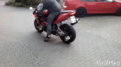 Man Riding Red Motorcycle With License Plate 88 GIF