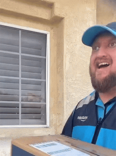 Man Riding Scooter With Box And Fast Free Delivery Sign GIF