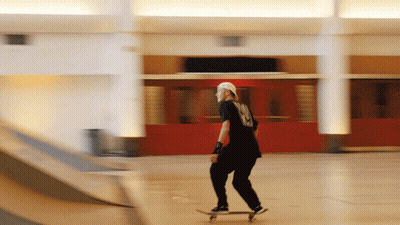 Man Riding Skateboard In Building GIF
