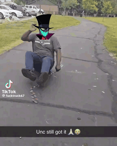 Man Riding Skateboard With Cartoon Character GIF