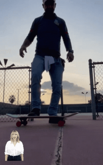 Man Riding Skateboard With Woman In Background GIF