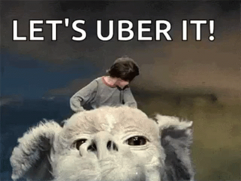 Man Riding White Dog Saying Lets Uber It GIF