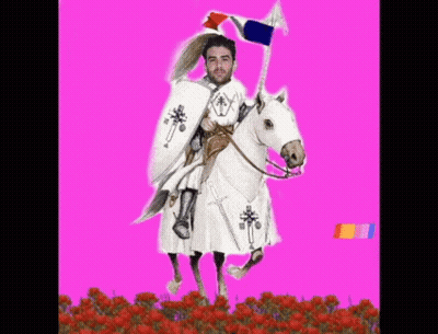 Man Riding White Horse With Shield And Sword GIF