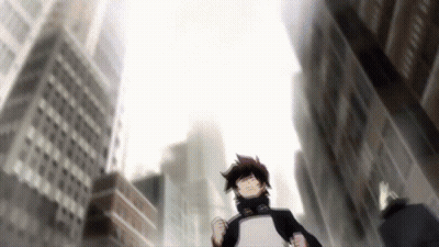 Man Running Down City Street GIF
