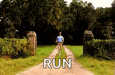 Man Running Down Dirt Road Saying Run GIF